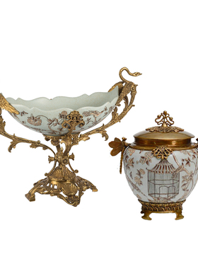 新古典风陶瓷果盘别墅高端花瓶