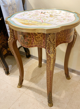 欧美饰家实木手绘美式客厅黄铜