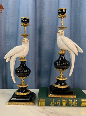 欧式风鹦鹉烛台别墅会所工艺品