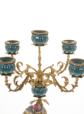 欧美陶瓷鹦鹉烛台别墅会所工艺品