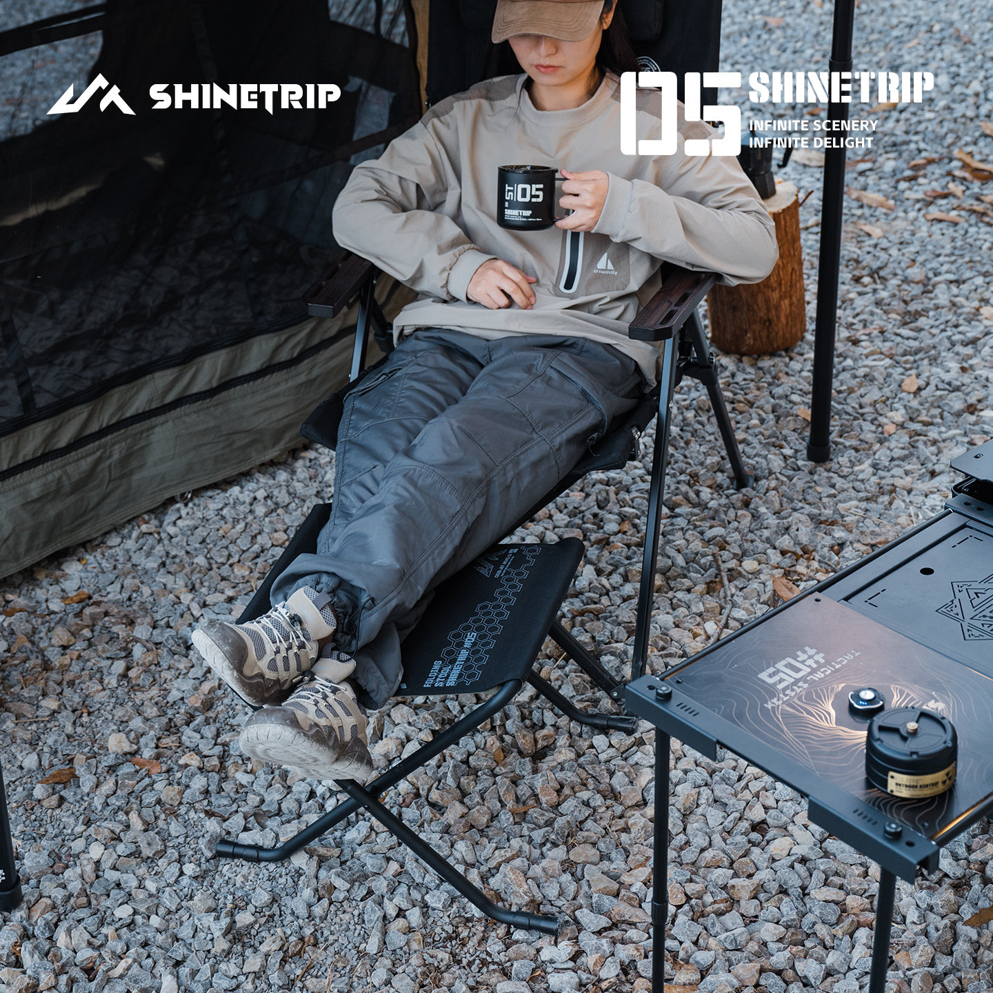 ShineTrip山趣户外马扎可调节椅子露营折叠超轻便携钓鱼小板凳 - 图2