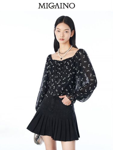 曼娅奴牛仔半身裙女2023春新款复古爱心小个子高腰短裙MN14EJ614 - 图0