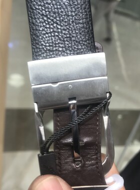 依文正品凯文凯利商务男士高档牛皮黑色针扣皮带腰带专柜价880元