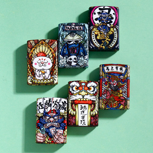 zippo打火机正版原装 哑漆彩印黄金万两熊猫 鸿运当头 国潮风礼品 - 图0