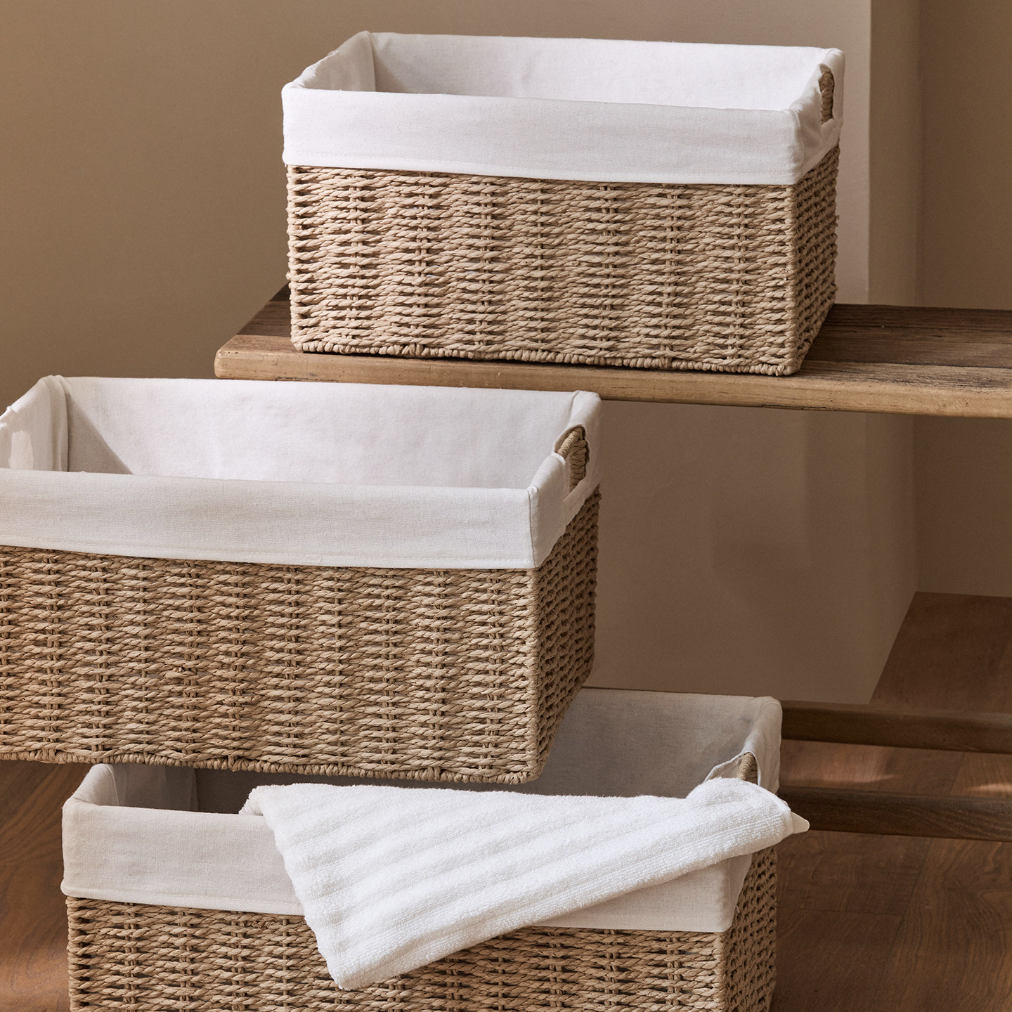 收纳筐家用仿藤编草编玩具零食杂物储物篮桌面收纳盒编织收纳框,淘宝优惠券,粉丝福利购,淘宝优惠卷