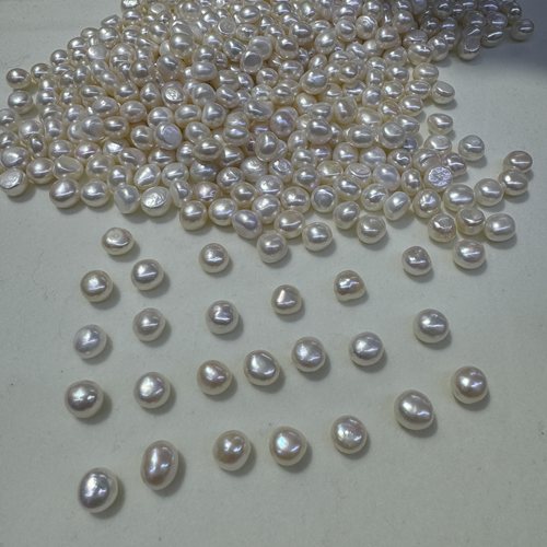 淡水珍珠9mm-10mm裸珠异形两面光巴洛克珍珠无孔散珠半成品 - 图2