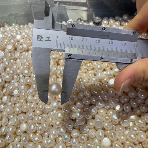 淡水珍珠9mm-10mm裸珠异形两面光巴洛克珍珠无孔散珠半成品 - 图0