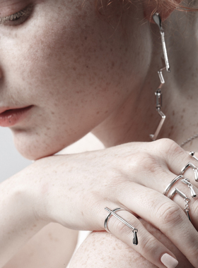 荆棘水滴开口可调节戒指小众礼物