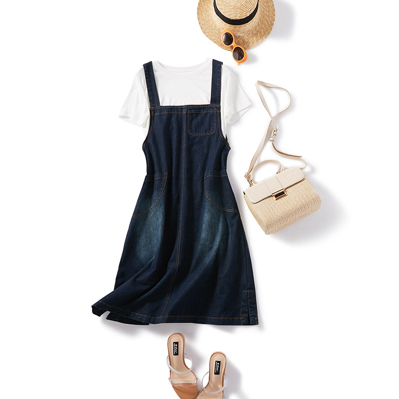 牛仔背带裙女春新款2020韩版连衣裙 随衣服饰连衣裙
