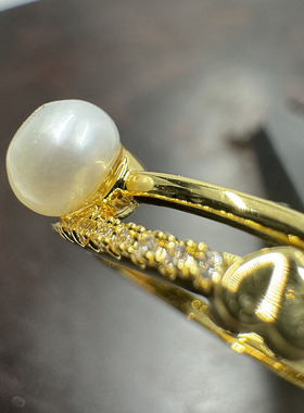 2025天然淡水珍珠925银底托镶嵌一心一意设计款戒指戒圈一物一图