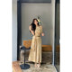 Sazuojia petite slanted shoulder/one-line collar top + skirt suit summer women's niche old money style ຊຸດສອງສິ້ນ