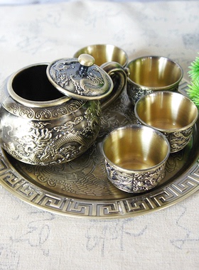 复古龙凤茶具套装复古家用整套茶具茶杯茶壶托盘杯子送朋友礼品