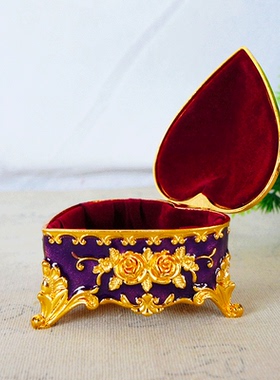 合金电镀首饰盒居家客厅装饰摆件时尚饰品金银首饰收纳盒创意经典