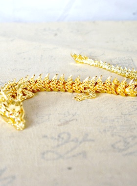 耀莎黄铜五爪龙可活动摆件