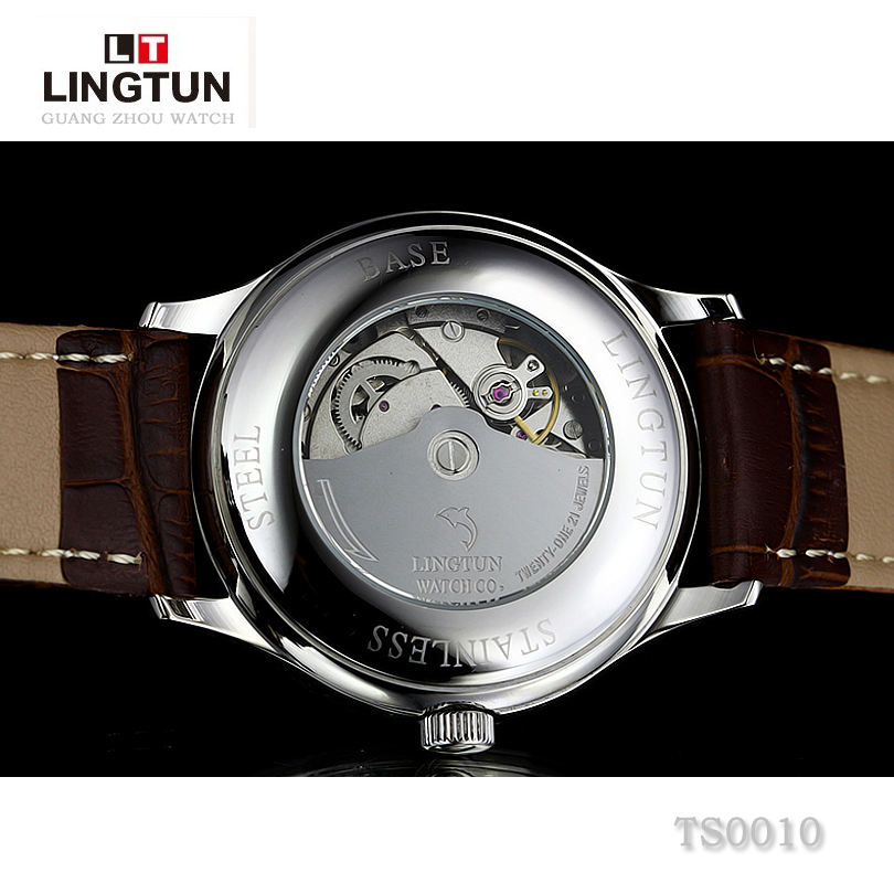 灵豚防水全自动男士真皮带机械表 灵豚手表国产腕表