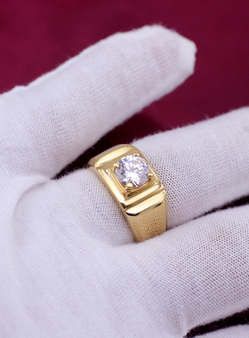 金店同款男士镀黄金钻戒潮人韩版
