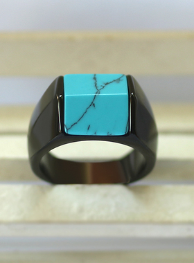 大气绿松石戒指男士钛钢