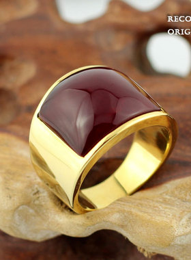 大气戒指男士霸气钛钢镀金指环