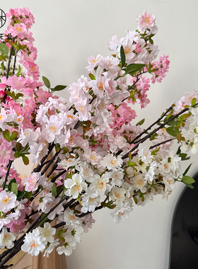仿真海棠樱花花束粉白婚庆插花