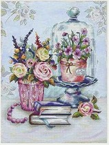 Cross embroidered drawings Source File XSD Book and Rose Bottle