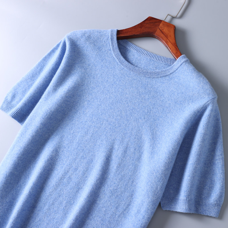 羊毛衫男100纯羊毛圆领短袖T恤宽松毛衣早秋薄款针织打底羊绒衫,淘宝优惠券,粉丝福利购,淘宝优惠卷