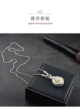 纯银泰国佛牌长款吊坠蛇骨链