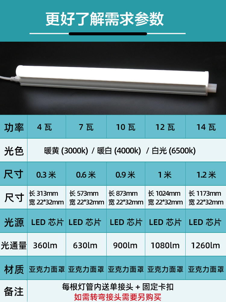 雷士照明t5灯管一体化长条家用客厅支架t8全套日光灯1.2米led灯带,淘宝优惠券,粉丝福利购,淘宝优惠卷