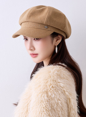 秋冬韩系简约显脸小八角帽时尚休闲复古贝雷帽气质百搭甜美帽子女