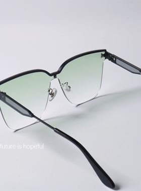 连体无框小众渐变绿色潮太阳眼镜