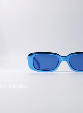 电镀设计亮色长方形小众近视墨镜