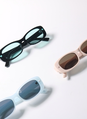 窄框薄荷蓝爱心UV400防晒墨镜