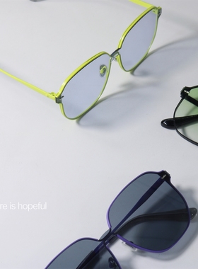 连体一片式荧光绿UV400大框墨镜