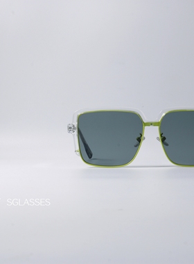 小众荧光绿色方形近视太阳眼镜
