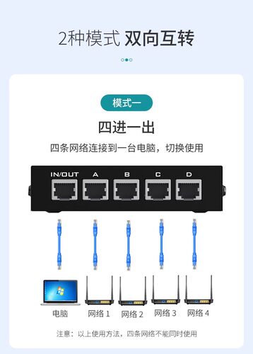 迈拓维矩网络切换器内网外网四进一出千兆电脑ip地址网线物理隔离免插拔共享器4口RJ45 - 图3