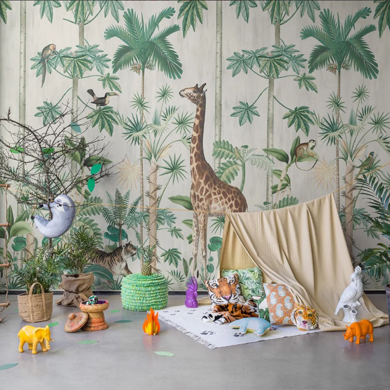 瑞典原装进口定制壁画 儿童房男孩女孩卧室背景墙 动物森林墙画,淘宝优惠券,粉丝福利购,淘宝优惠卷