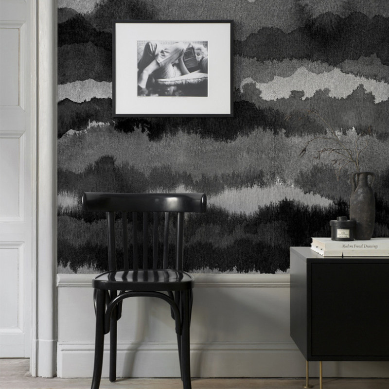 个性定制壁画现代时尚黑白蓝色线条水墨山水画无缝墙布壁布定做,淘宝优惠券,粉丝福利购,淘宝优惠卷