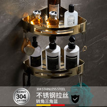 304 Stainless Steel Toilet Shelve Wire Drawing Gold Free Punch Shower Toilet Tripod Bathroom Corner containing