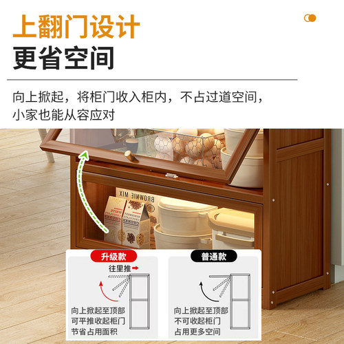 茶水柜家用简易客厅边柜餐边柜多层带门防尘置物柜多功能茶边柜子 - 图2