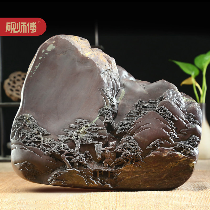 砚师傅肇庆端砚砚台高档山水砚台非遗大师杨焯忠作品《湖光山色》麻子坑端砚文房四宝收藏送礼文房礼品_虎窝淘