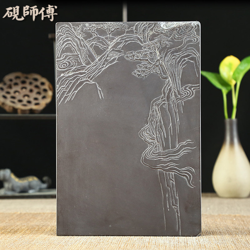 【买砚送拓片】砚师傅砚台原石坑仔岩天然石品丰富《唯见长江天际流》莫少锋大师作品高档文房四宝端砚_虎窝淘