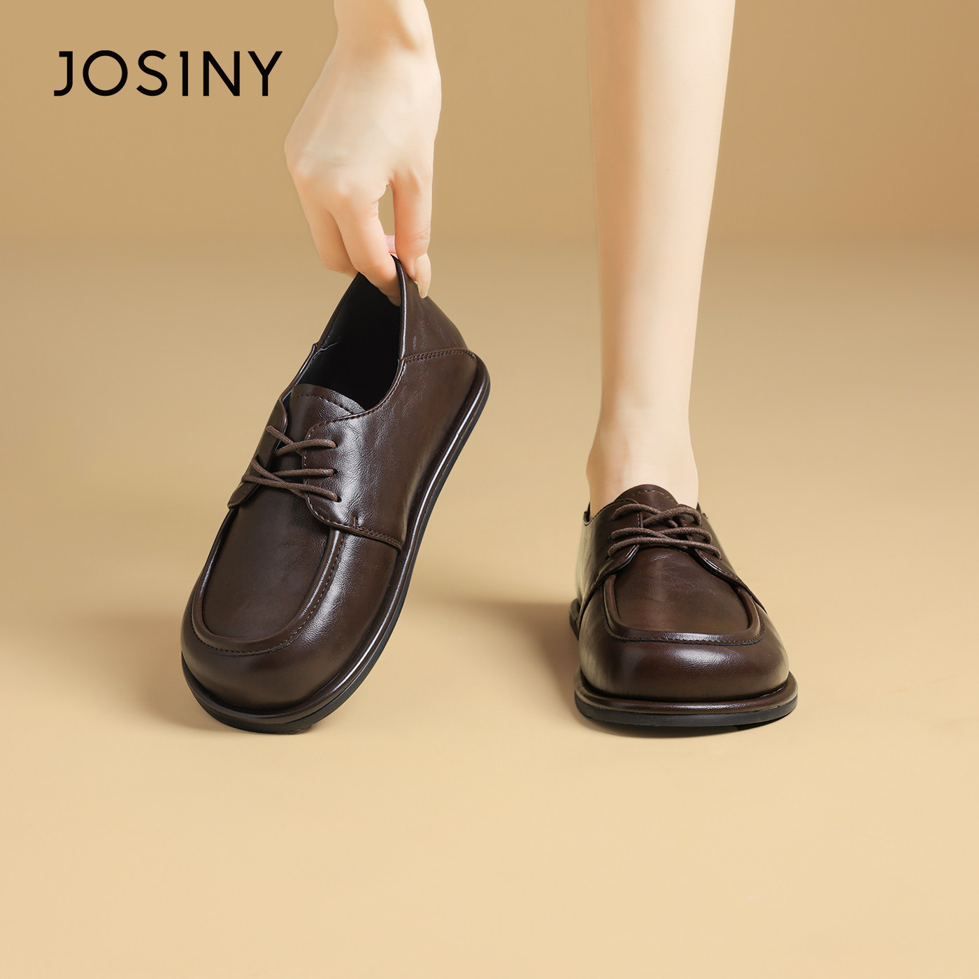 卓诗尼小皮鞋女2025秋季新款复古平底深口单鞋软底圆头百搭乐福鞋,淘宝优惠券,粉丝福利购,淘宝优惠卷