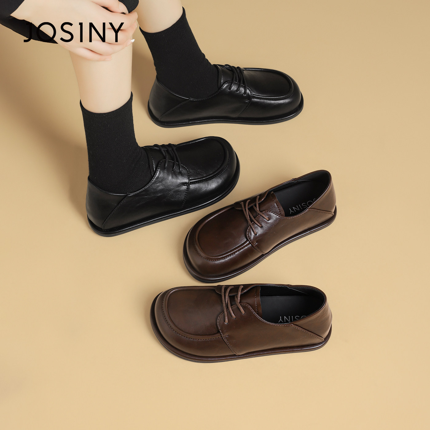 卓诗尼小皮鞋女2025秋季新款复古平底深口单鞋软底圆头百搭乐福鞋,淘宝优惠券,粉丝福利购,淘宝优惠卷