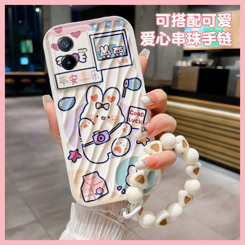 适用vivot2x手机壳新款女t1镜头全包防摔vivoz5x硅胶水波纹z3软套创意vivo女款可爱卡通拍立得兔子网红女生潮 - 图1