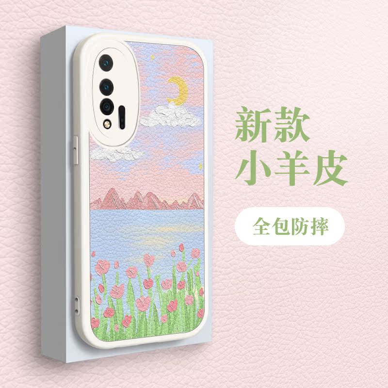 适用华为nova8手机壳新款高档小羊皮nova7pro镜头全包防摔5g硅胶女款nova6se可爱粉小清新油画花创意女生网红 - 图2