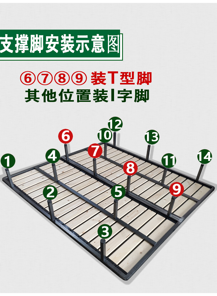 排骨架床架子1.8床板支撑架实木条折叠钢架定制1.5龙骨架硬床垫架 - 图1