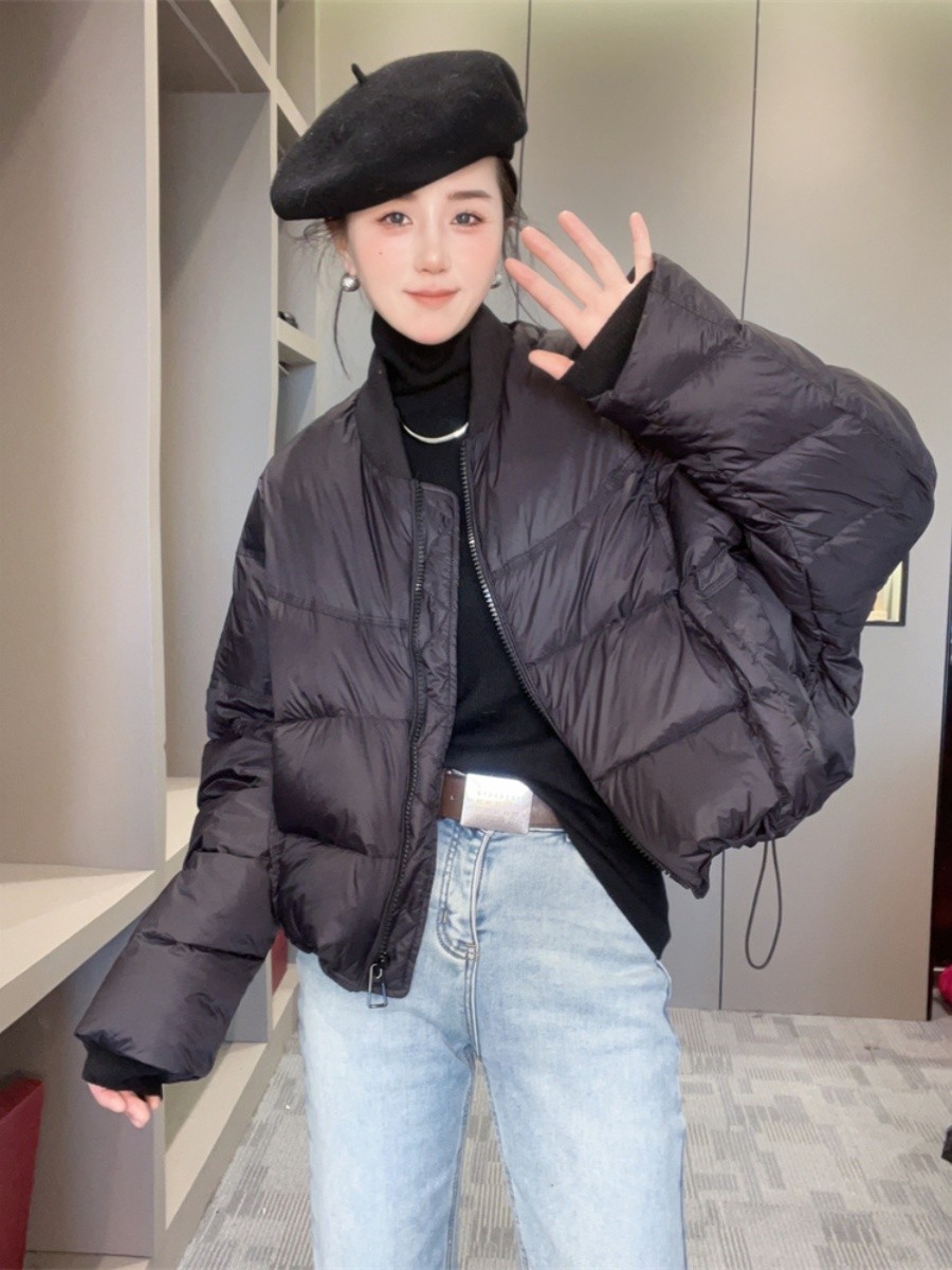 羽绒服冬季女2023新款欧洲站女装欧货宽松纯色简约百搭棒球服外套