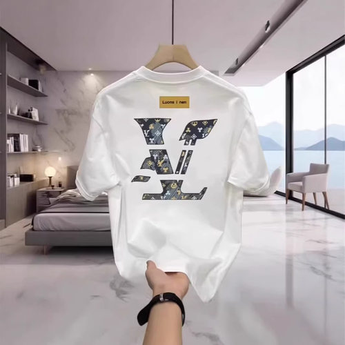 【高品质男装】情侣短袖T恤百搭宽松极简印花创意设计图潮牌上衣 - 图1