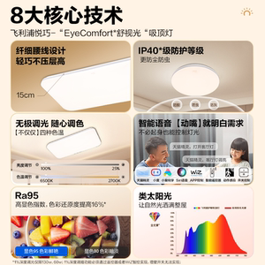 飞利浦LED吸顶灯客厅超薄全光谱现代简约卧室灯具悦巧小白灯智控