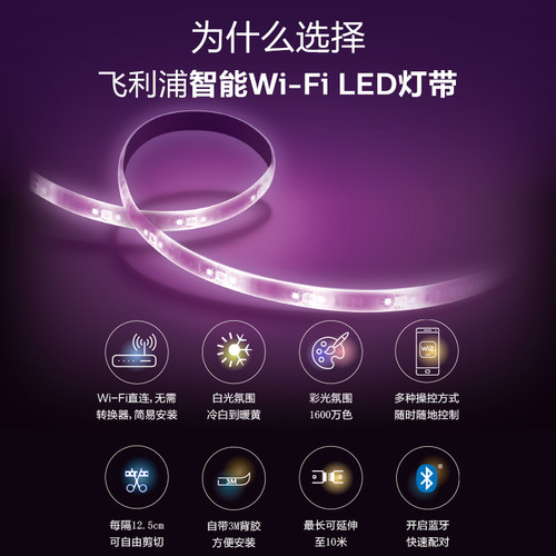 飞利浦智能彩光灯带led无极调光调色氛围灯条线性灯柔性客厅家用 - 图0