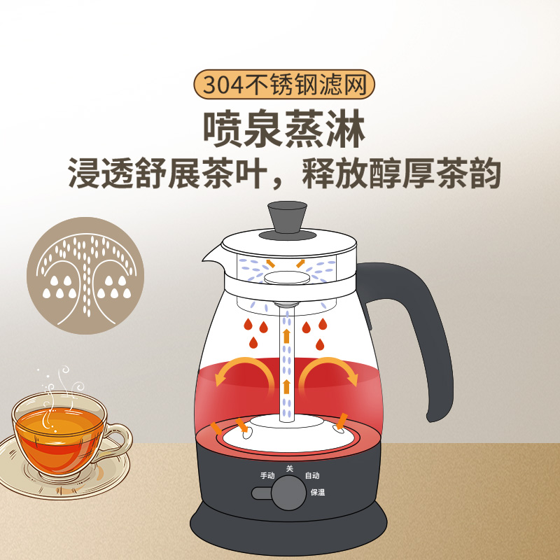 金灶A-52煮茶器蒸汽喷淋式煮茶壶黑茶白茶蒸茶器养生壶电茶炉家用 - 图2